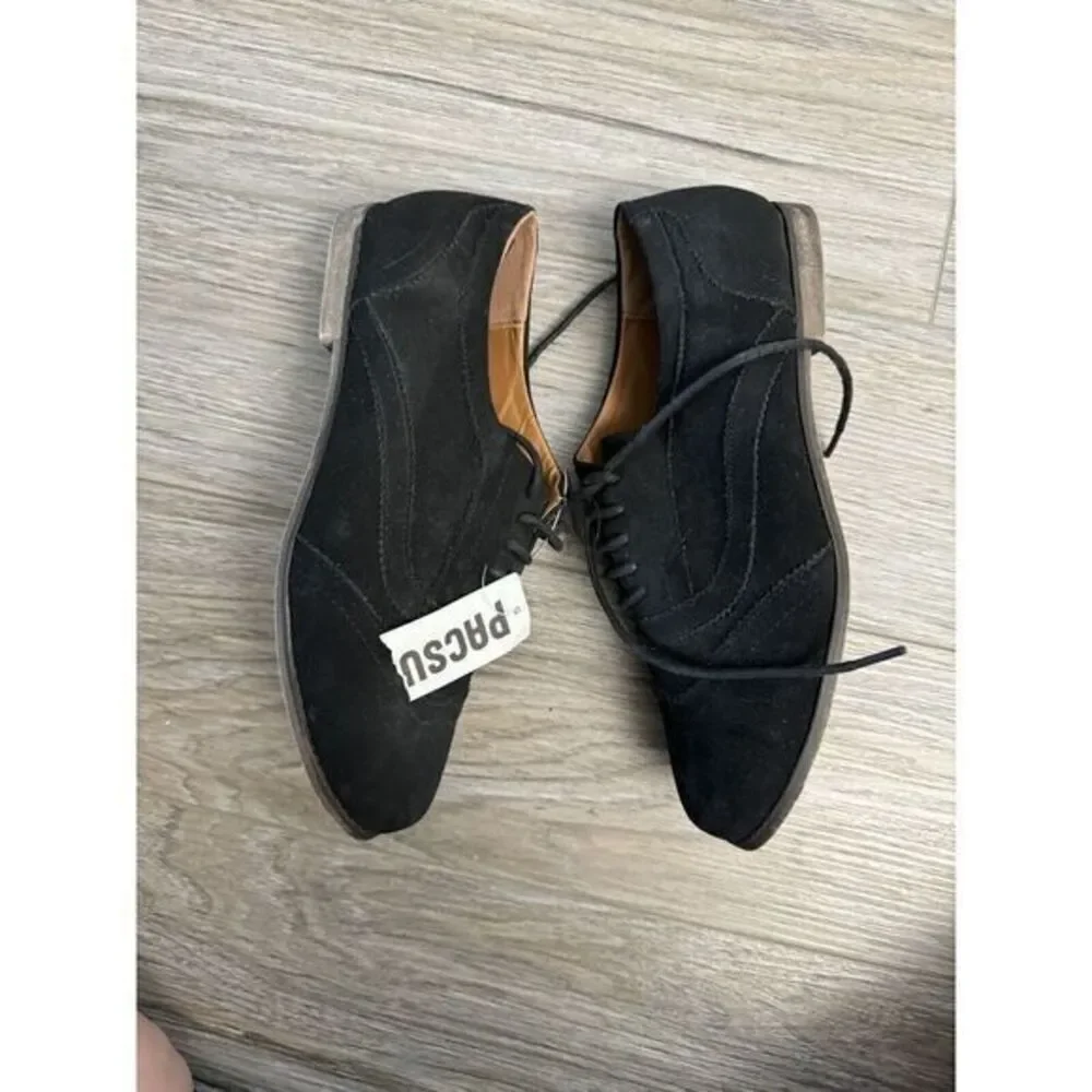 PacSun Women's 10 Black Faux Suede Wingtip Oxford Lace Up Flat‎ Shoes